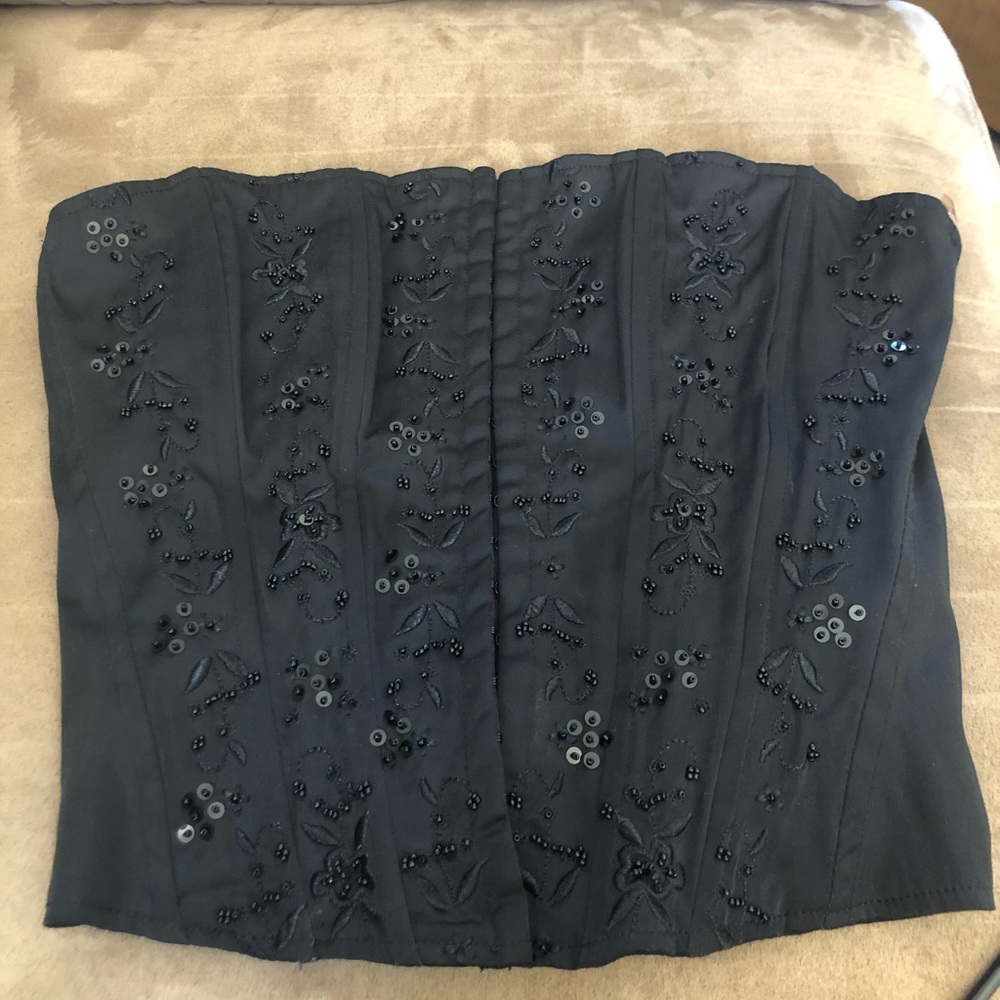 Black Bustier Strapless Top
